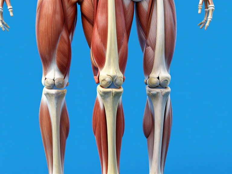 Educational anatomy diagram showing skeletal muscle, tendon attachment to bone, ligaments connecting bones and a joint capsule